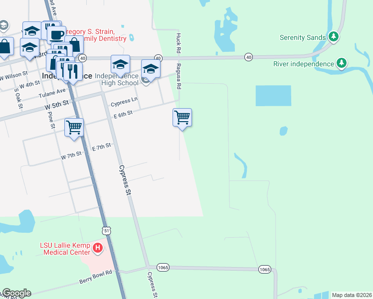 map of restaurants, bars, coffee shops, grocery stores, and more near 126 Ragusa Road in Independence