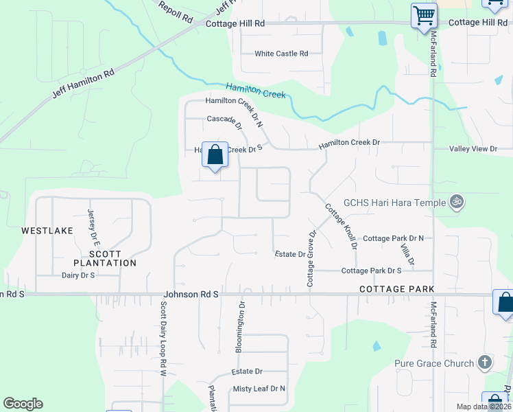 map of restaurants, bars, coffee shops, grocery stores, and more near 9607 Downing Way South in Mobile