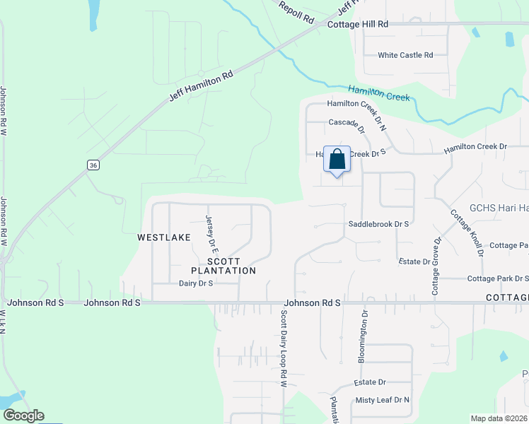 map of restaurants, bars, coffee shops, grocery stores, and more near 9939 Scott Plantation Drive South in Mobile