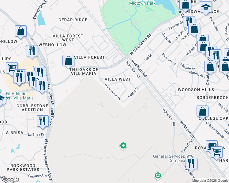 map of restaurants, bars, coffee shops, grocery stores, and more near 809 Frio Circle in Bryan
