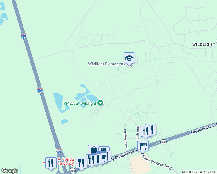 map of restaurants, bars, coffee shops, grocery stores, and more near 124 Sawgrass Drive in Yulee