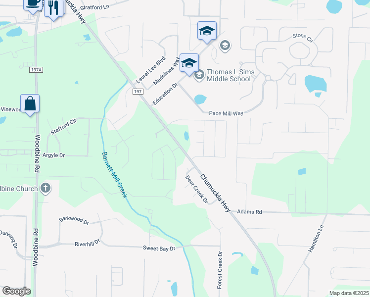 map of restaurants, bars, coffee shops, grocery stores, and more near 5325 Chumuckla Highway in Pace