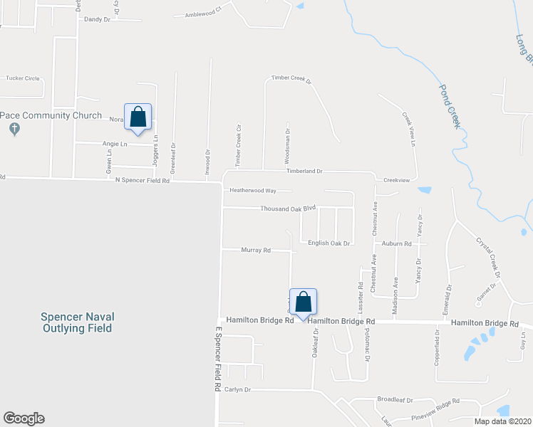 map of restaurants, bars, coffee shops, grocery stores, and more near 4657 Thousand Oaks Boulevard in Pace