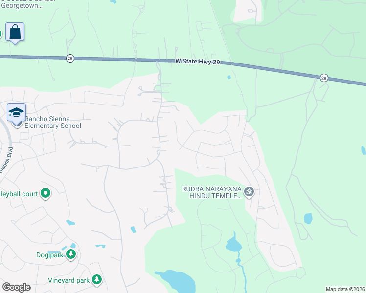 map of restaurants, bars, coffee shops, grocery stores, and more near 4109 Buffalo Ford Road in Georgetown