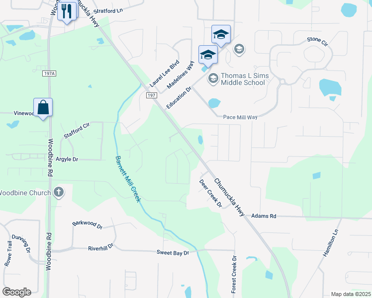 map of restaurants, bars, coffee shops, grocery stores, and more near 5325 Chumuckla Highway in Pace