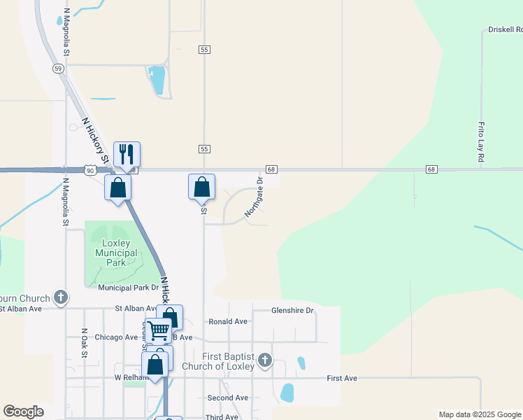 map of restaurants, bars, coffee shops, grocery stores, and more near 260 Northgate Drive in Loxley