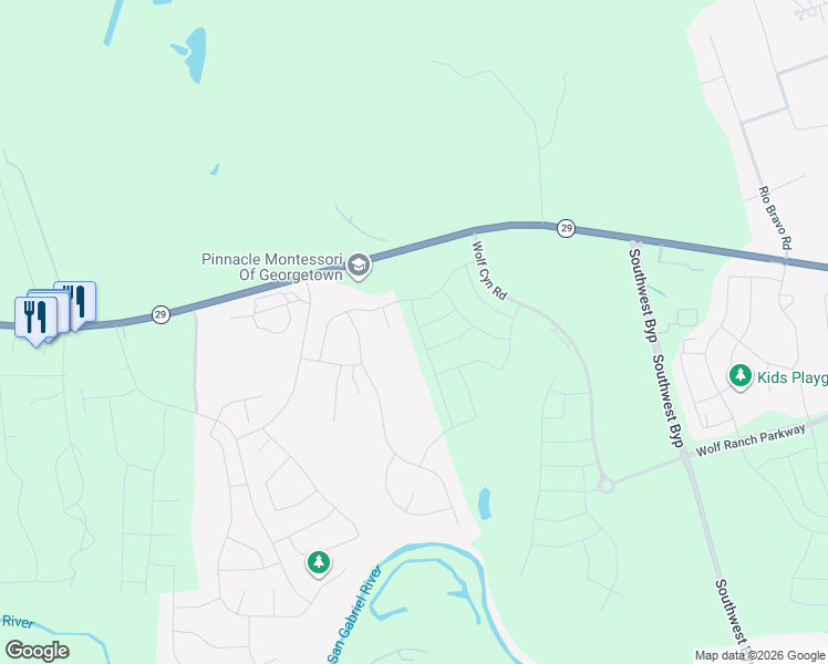 map of restaurants, bars, coffee shops, grocery stores, and more near 113 Chanock Cove in Georgetown