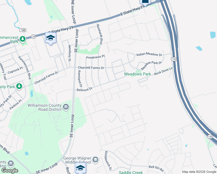 map of restaurants, bars, coffee shops, grocery stores, and more near 600 Belmont Drive in Georgetown
