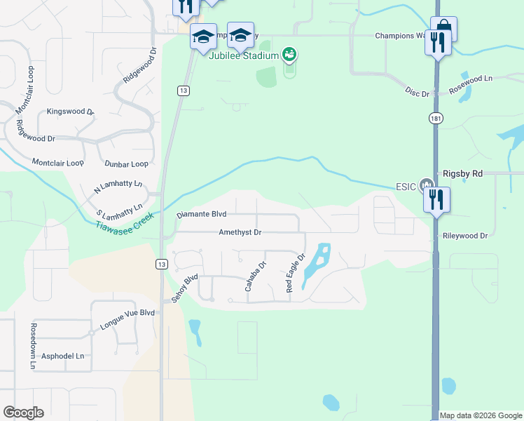 map of restaurants, bars, coffee shops, grocery stores, and more near 9381 Wind Clan Trail in Daphne