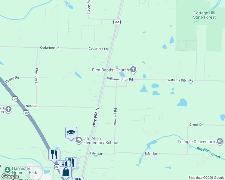 map of restaurants, bars, coffee shops, grocery stores, and more near 2-20 Cottage Hill Road in Cantonment