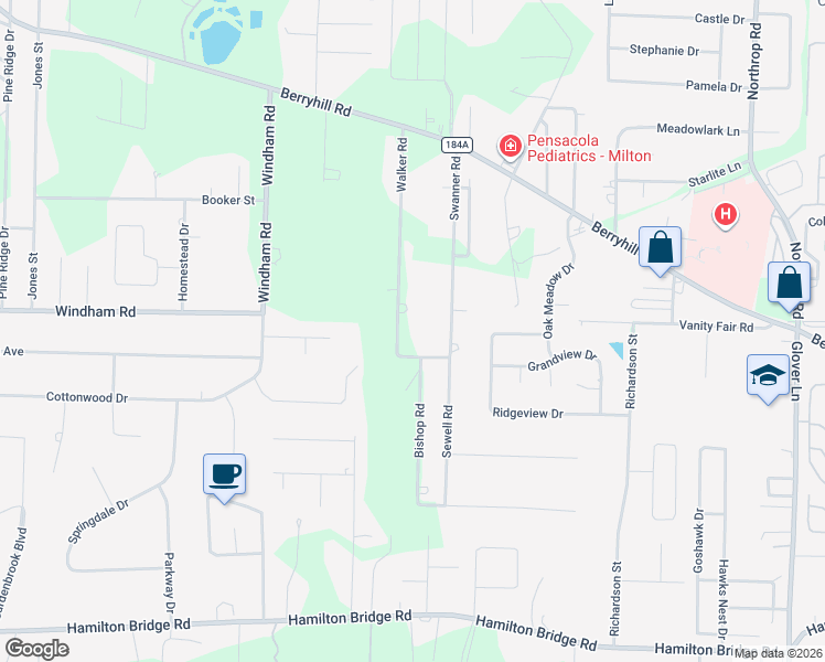 map of restaurants, bars, coffee shops, grocery stores, and more near 5392 Walker Road in Milton