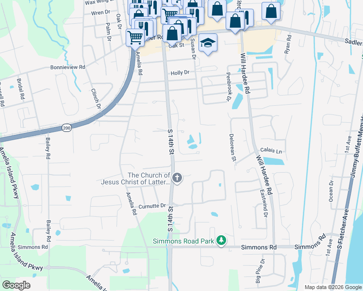 map of restaurants, bars, coffee shops, grocery stores, and more near 96164 Montego Bay in Fernandina Beach