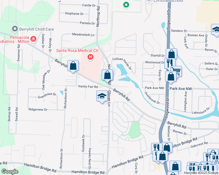 map of restaurants, bars, coffee shops, grocery stores, and more near in Milton