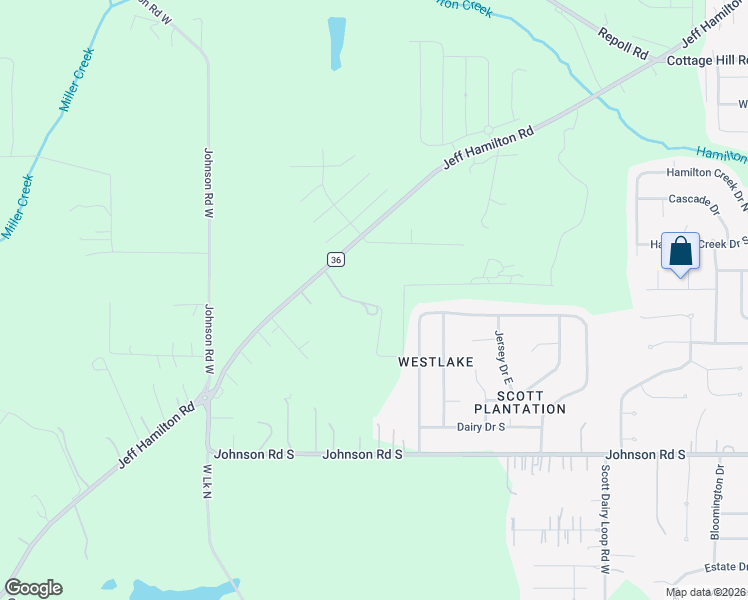 map of restaurants, bars, coffee shops, grocery stores, and more near 10351 Jeff Hamilton Road in Mobile