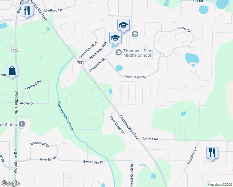 map of restaurants, bars, coffee shops, grocery stores, and more near 3704 Lone Fox Court in Pace