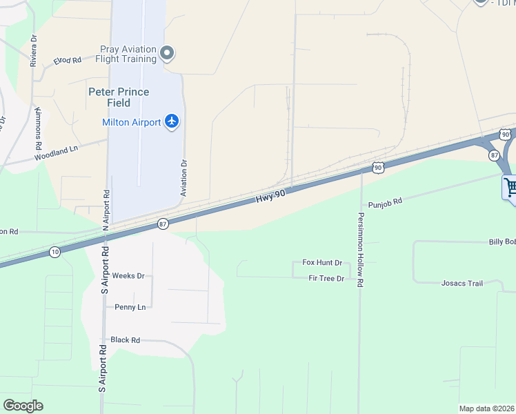 map of restaurants, bars, coffee shops, grocery stores, and more near 8037 U.S. 90 in Milton