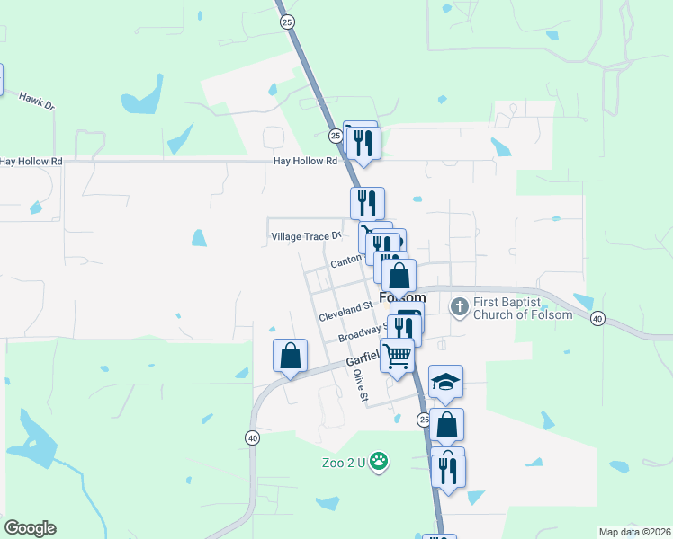 map of restaurants, bars, coffee shops, grocery stores, and more near 13160 Canton Street in Folsom