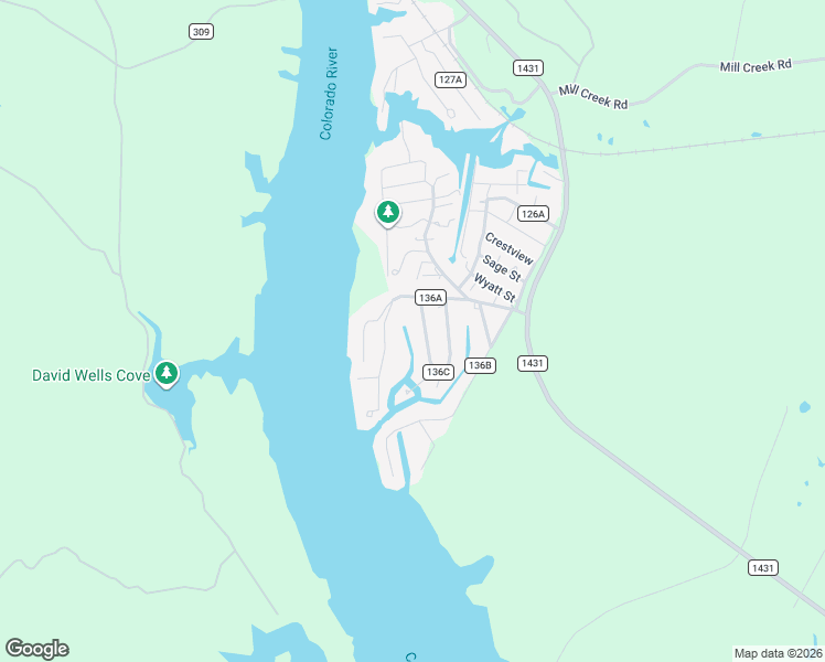 map of restaurants, bars, coffee shops, grocery stores, and more near 523 County Road 136A in Kingsland