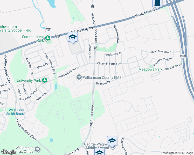 map of restaurants, bars, coffee shops, grocery stores, and more near 418 Keenland Drive in Georgetown