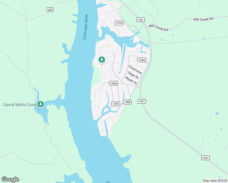 map of restaurants, bars, coffee shops, grocery stores, and more near 340 County Road 136C in Kingsland
