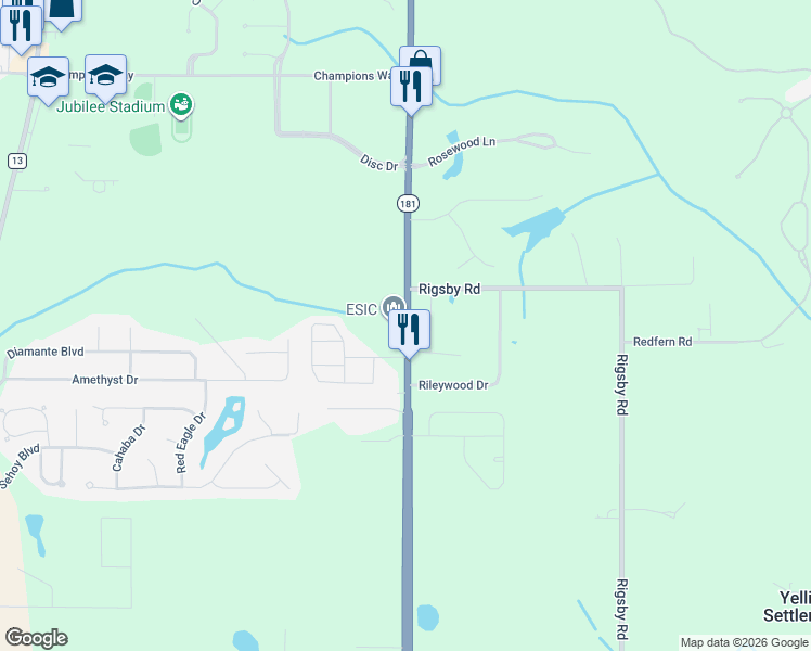 map of restaurants, bars, coffee shops, grocery stores, and more near 27821 Alabama 181 in Daphne