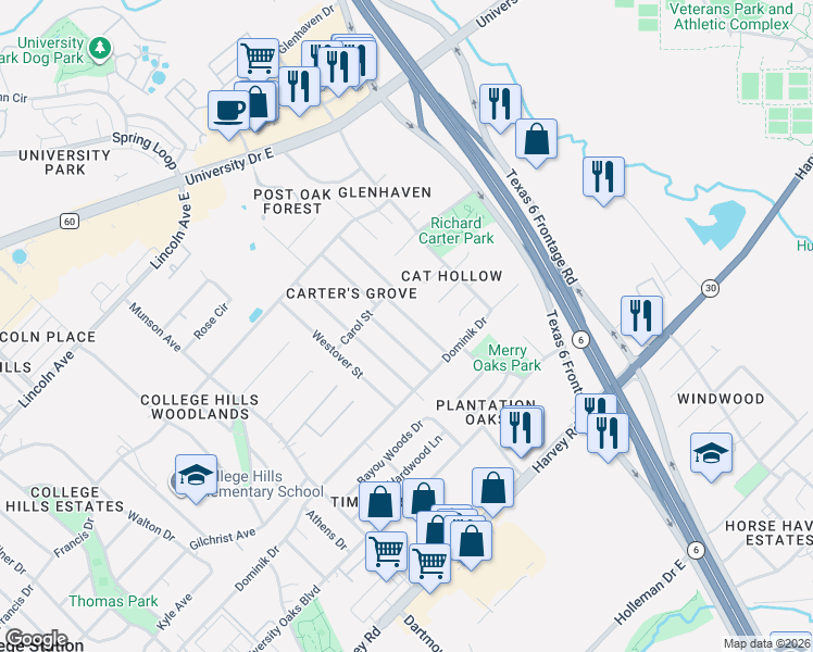 map of restaurants, bars, coffee shops, grocery stores, and more near 1211 Neal Pickett Drive in College Station