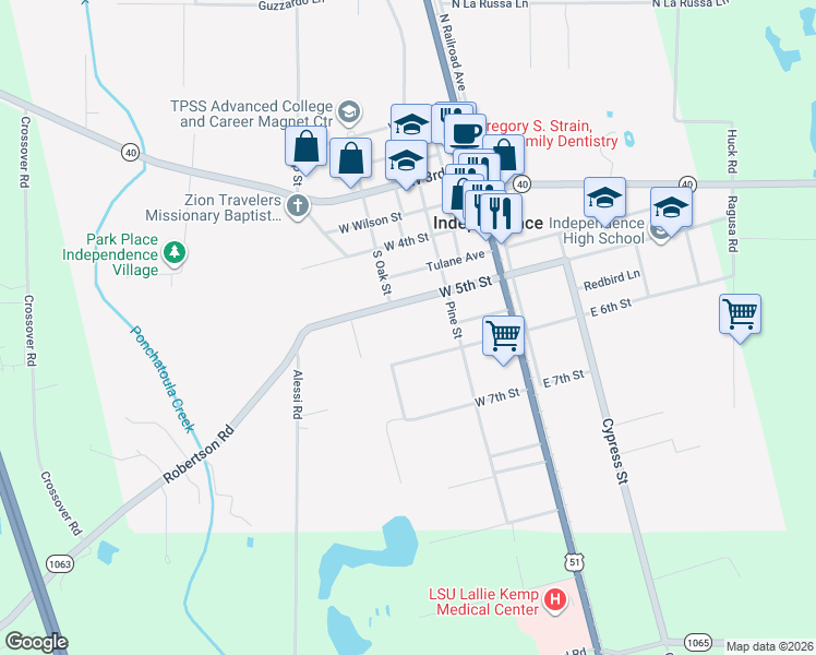 map of restaurants, bars, coffee shops, grocery stores, and more near 508 West 5th Street in Independence