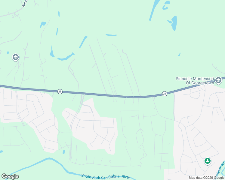 map of restaurants, bars, coffee shops, grocery stores, and more near 3500 West State Highway 29 in Georgetown