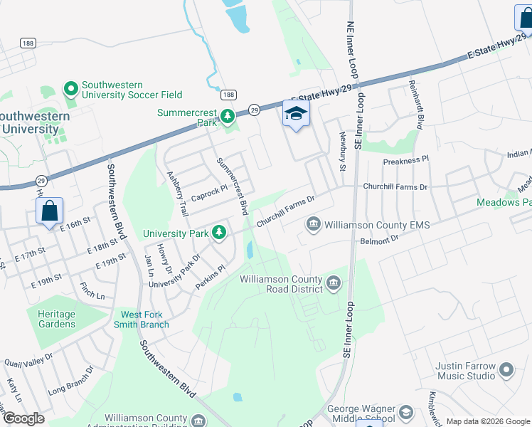 map of restaurants, bars, coffee shops, grocery stores, and more near 2200 Mottey Street in Georgetown