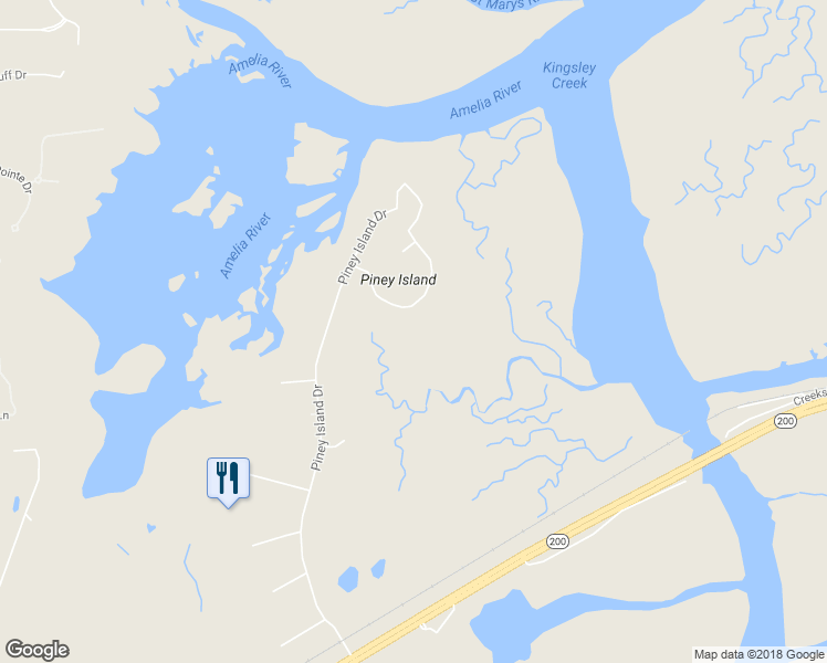 map of restaurants, bars, coffee shops, grocery stores, and more near 96289 Piney Island Drive in Fernandina Beach