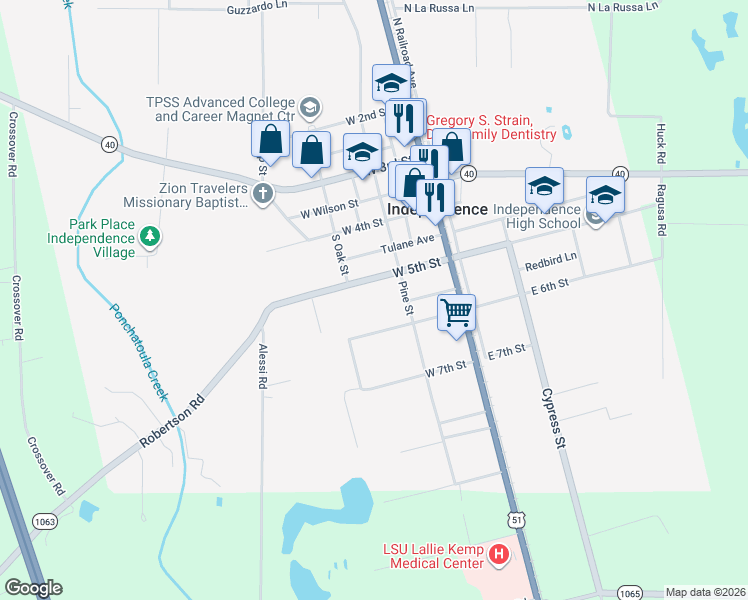 map of restaurants, bars, coffee shops, grocery stores, and more near 508 West 5th Street in Independence