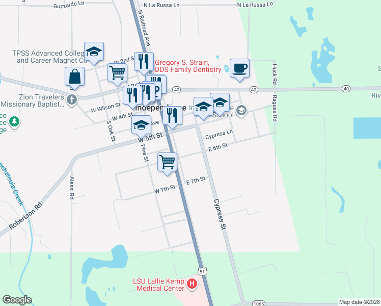 map of restaurants, bars, coffee shops, grocery stores, and more near 152 East 6th Street in Independence
