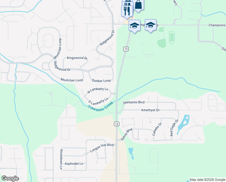 map of restaurants, bars, coffee shops, grocery stores, and more near 8955 North Lamhatty Lane in Daphne