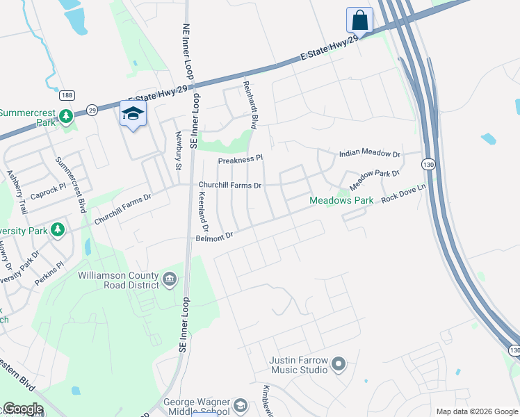 map of restaurants, bars, coffee shops, grocery stores, and more near 501 Belmont Drive in Georgetown