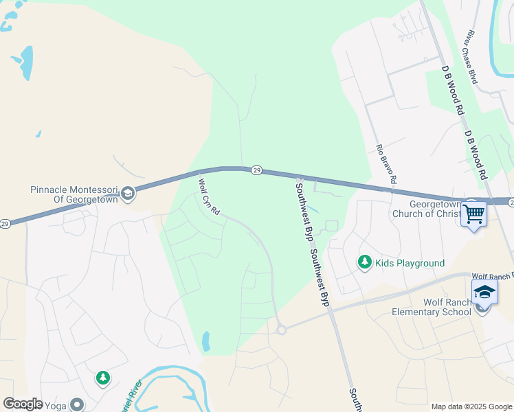 map of restaurants, bars, coffee shops, grocery stores, and more near 1201 Wolf Canyon Road in Georgetown