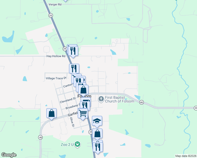 map of restaurants, bars, coffee shops, grocery stores, and more near 13347 Vermont Street in Folsom