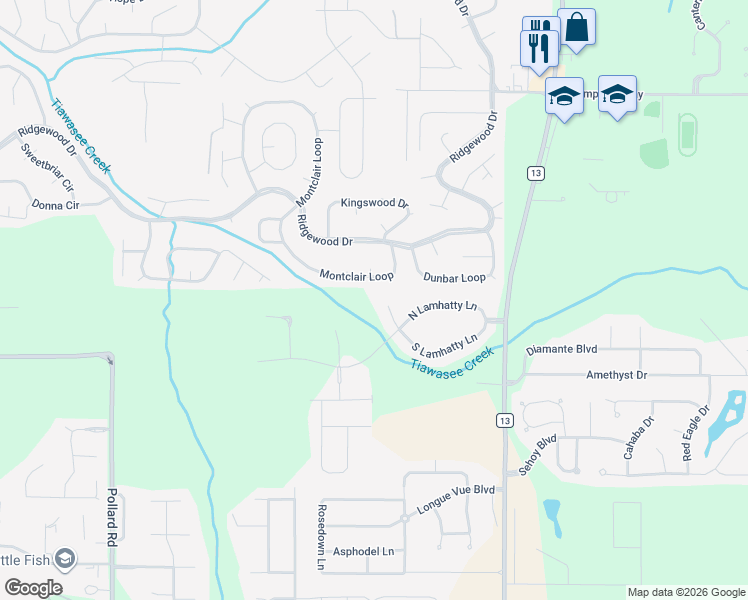 map of restaurants, bars, coffee shops, grocery stores, and more near 246 Montclair Loop in Daphne