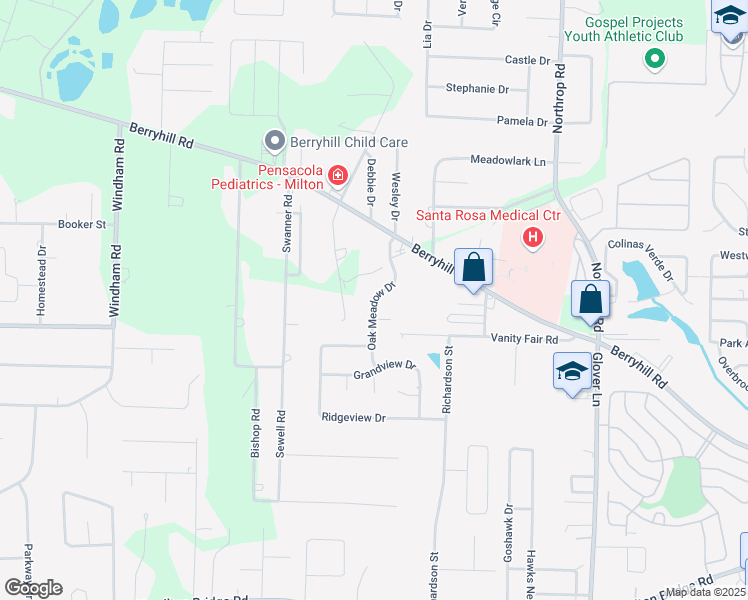 map of restaurants, bars, coffee shops, grocery stores, and more near 5385 Oak Meadow Drive in Milton