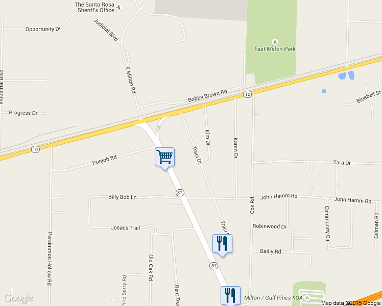 map of restaurants, bars, coffee shops, grocery stores, and more near 5505 Traci Drive in Milton