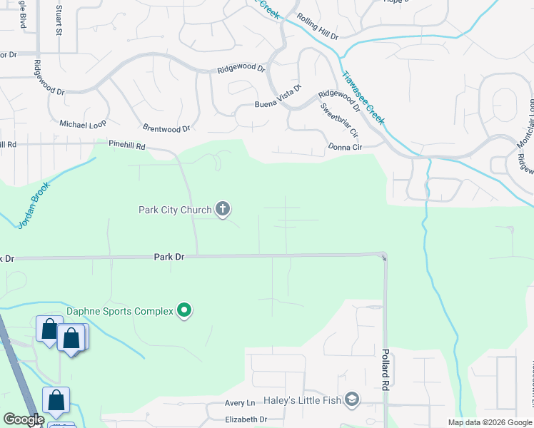 map of restaurants, bars, coffee shops, grocery stores, and more near 27913 Japonica Ln in Daphne