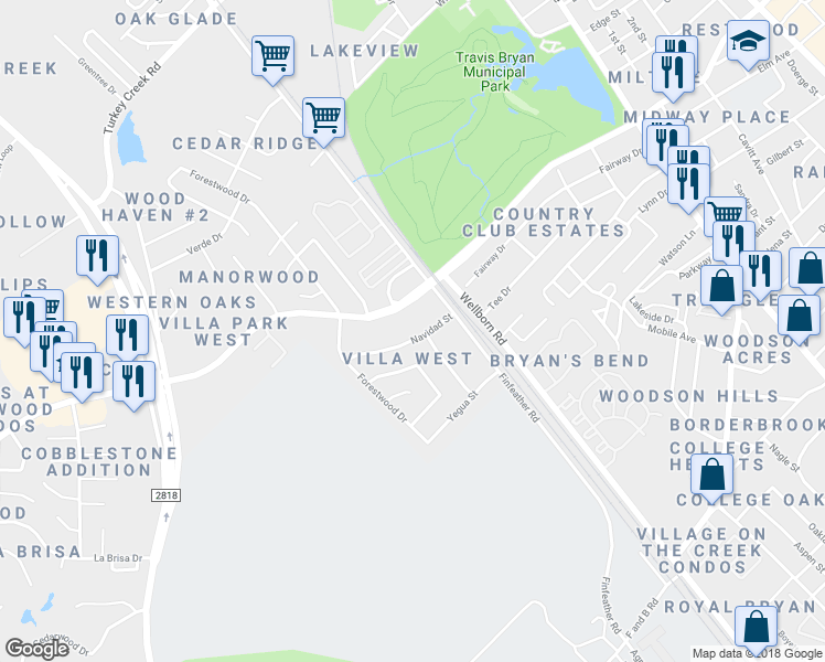 map of restaurants, bars, coffee shops, grocery stores, and more near 999 West Villa Maria Road in Bryan