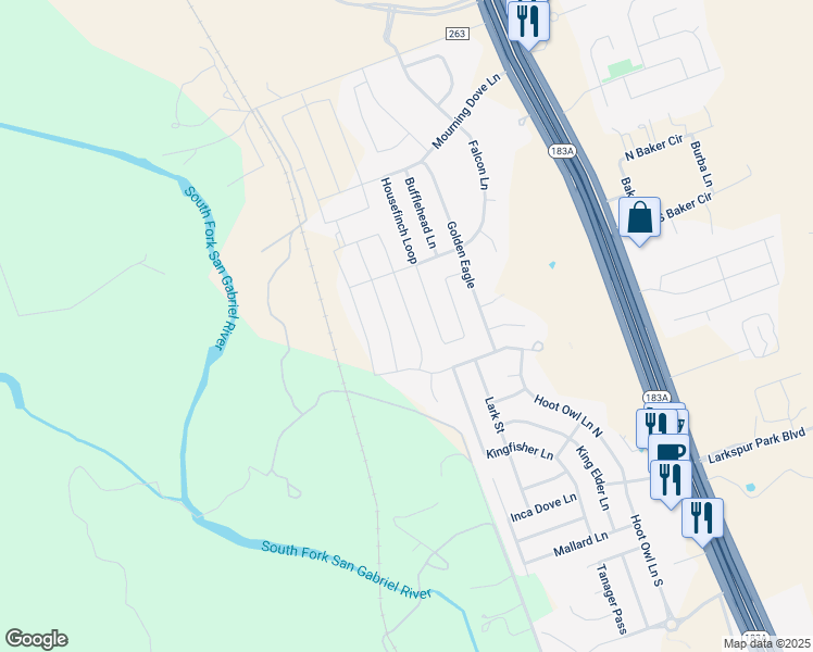 map of restaurants, bars, coffee shops, grocery stores, and more near 132 Spotted Rail Ridge in Leander