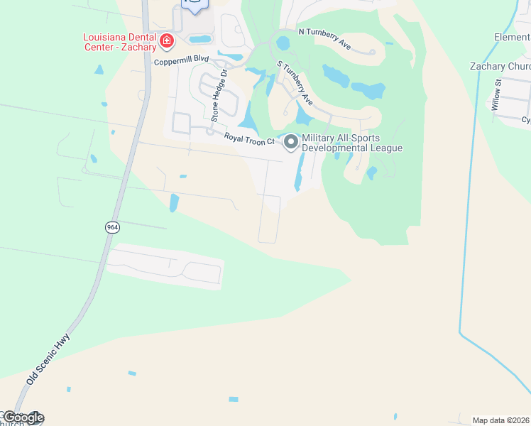 map of restaurants, bars, coffee shops, grocery stores, and more near 18868 Old Scenic Highway in Zachary