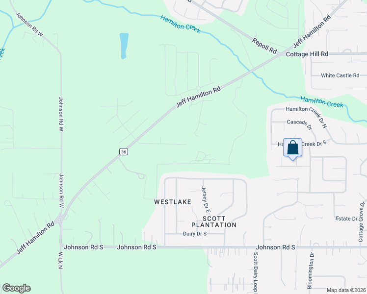 map of restaurants, bars, coffee shops, grocery stores, and more near 10200 Jeff Hamilton Road in Mobile