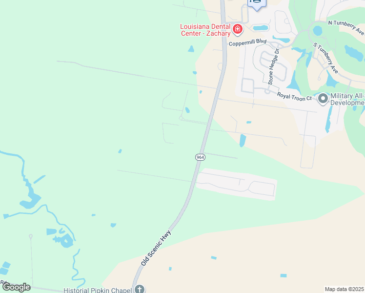 map of restaurants, bars, coffee shops, grocery stores, and more near 18747 Old Scenic Highway in Zachary