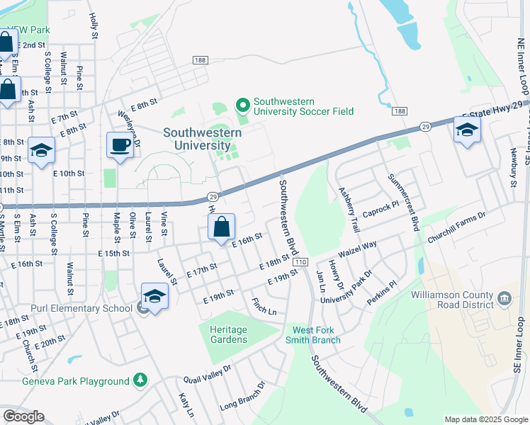 map of restaurants, bars, coffee shops, grocery stores, and more near 1409B Bergin Court in Georgetown