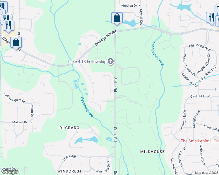 map of restaurants, bars, coffee shops, grocery stores, and more near Hamilton Creek Drive West in Mobile