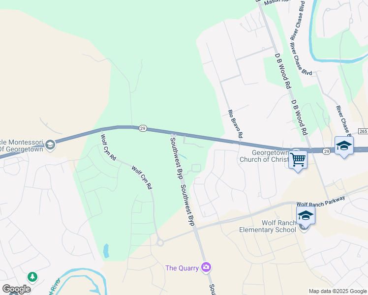 map of restaurants, bars, coffee shops, grocery stores, and more near Highway 29 in Georgetown