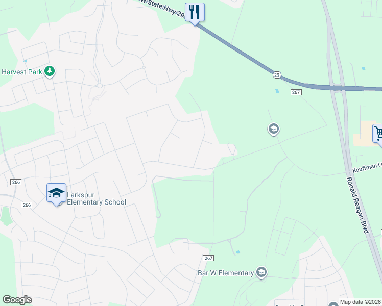 map of restaurants, bars, coffee shops, grocery stores, and more near Walkaloosa Way in Andice