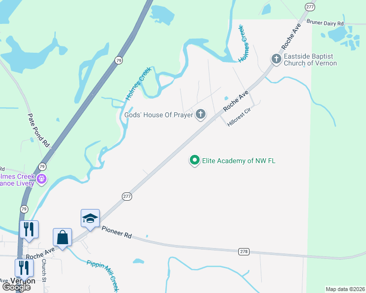 map of restaurants, bars, coffee shops, grocery stores, and more near 3612 Roche Avenue in Vernon